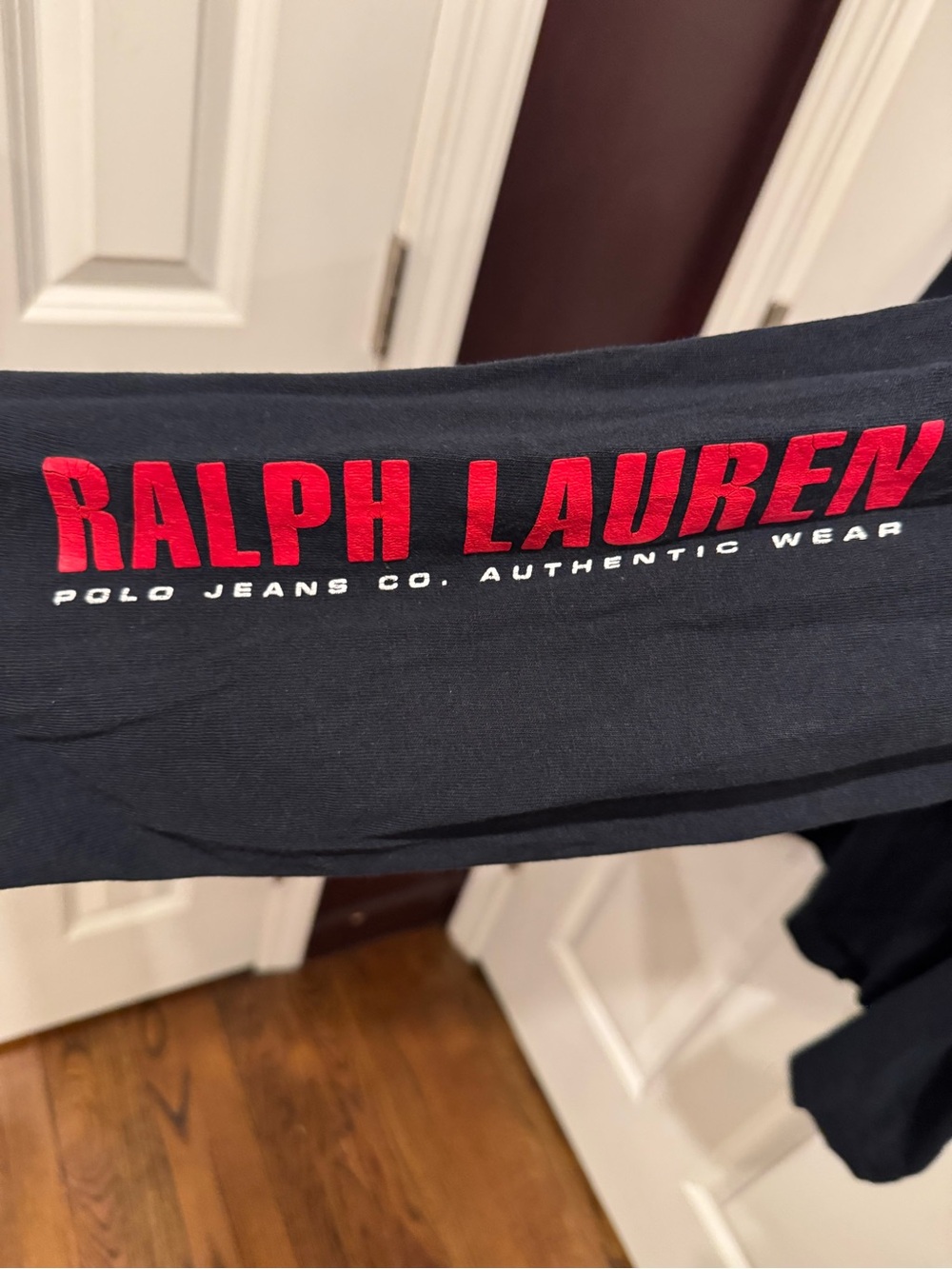 Polo by Ralph Lauren Navy Long Sleeve Tee with Red Logo & Number - Picture 3 of 4